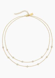 Double Strand Necklace | Clear Crystal | 14K Gold Plated