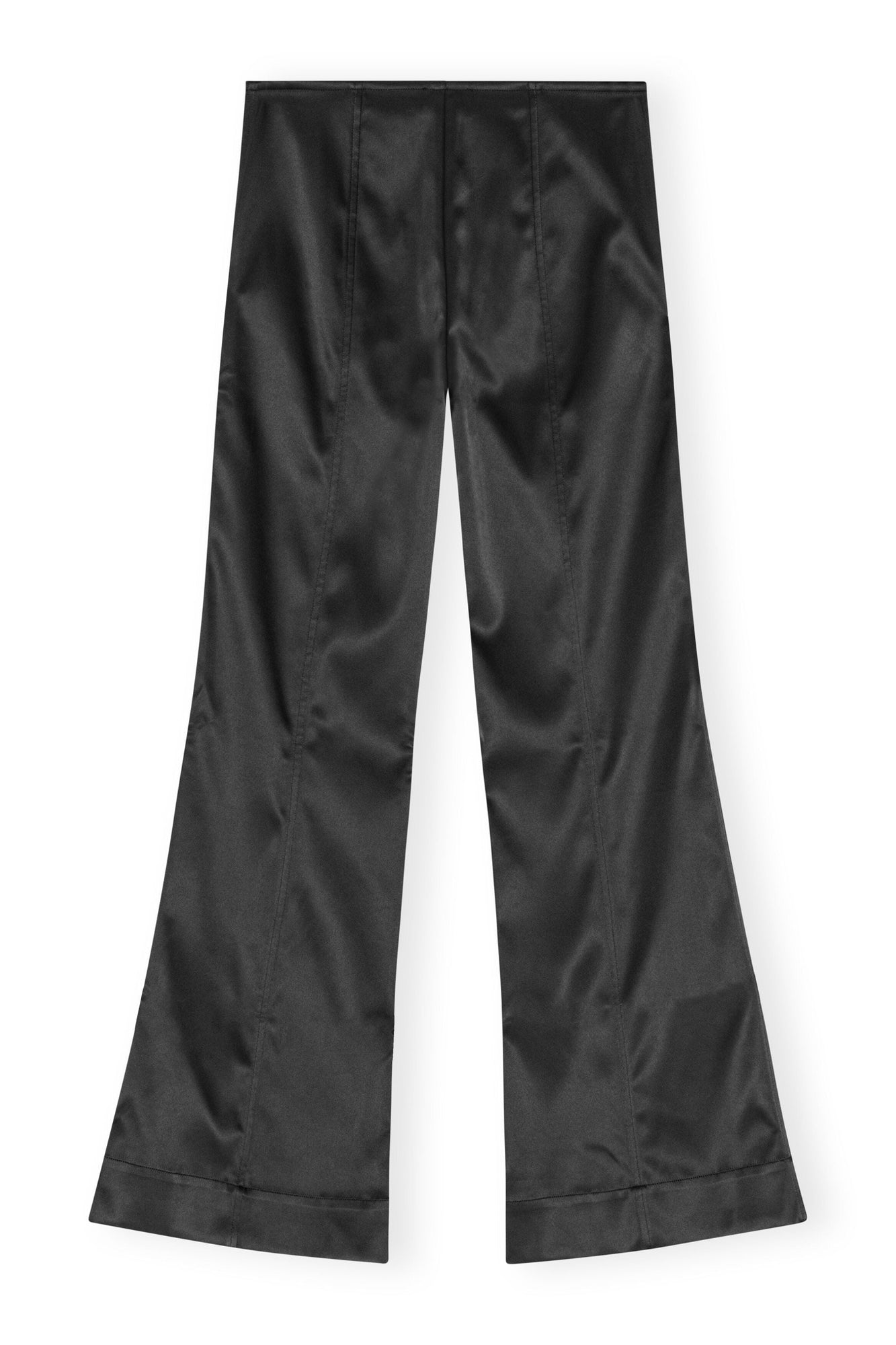 Double Satin Flared Trousers | Black
