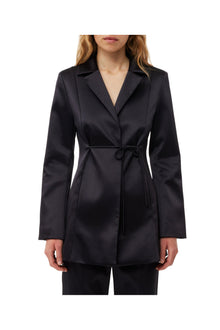 Double Satin Tiestring Blazer | Black