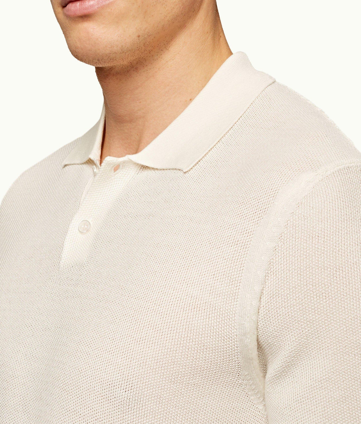 Dr. No Knitted Polo 007 Tailored Fit Silk Polo Shirt | Ivory