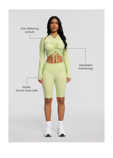 Drawstring Crop Top | Cool Matcha