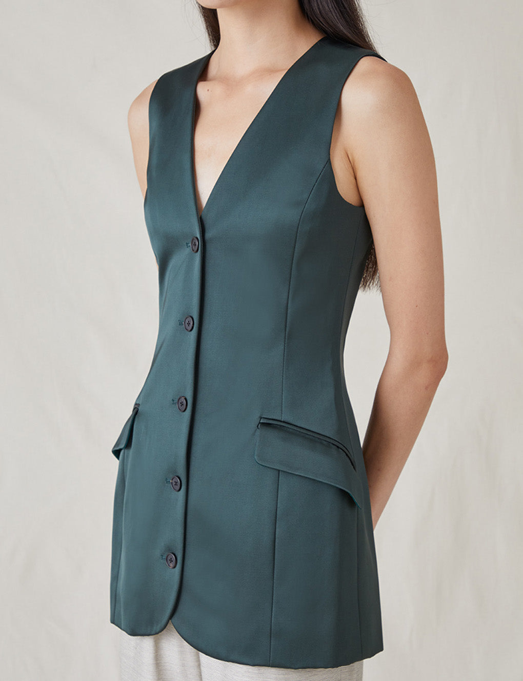 Womens | The Duchess Satin Vest | Emerald