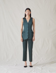 Womens | The Duchess Satin Vest | Emerald