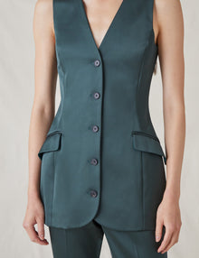 Womens | The Duchess Satin Vest | Emerald