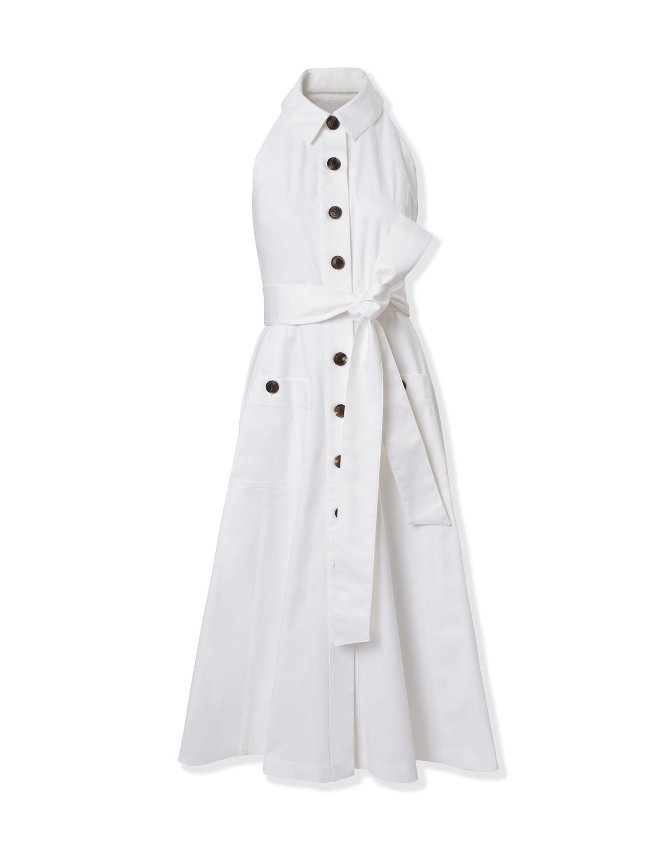 Halter Neck Button Front Midi Dress