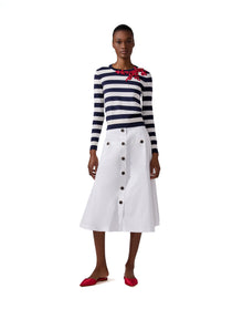 Button Front Midi Skirt | White
