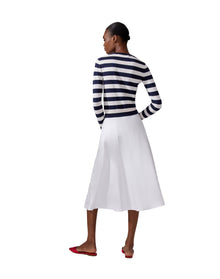 Button Front Midi Skirt | White
