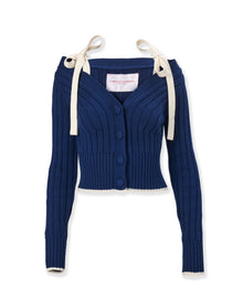 Off Shoulder With Ties | Navy