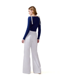 Off Shoulder With Ties | Navy