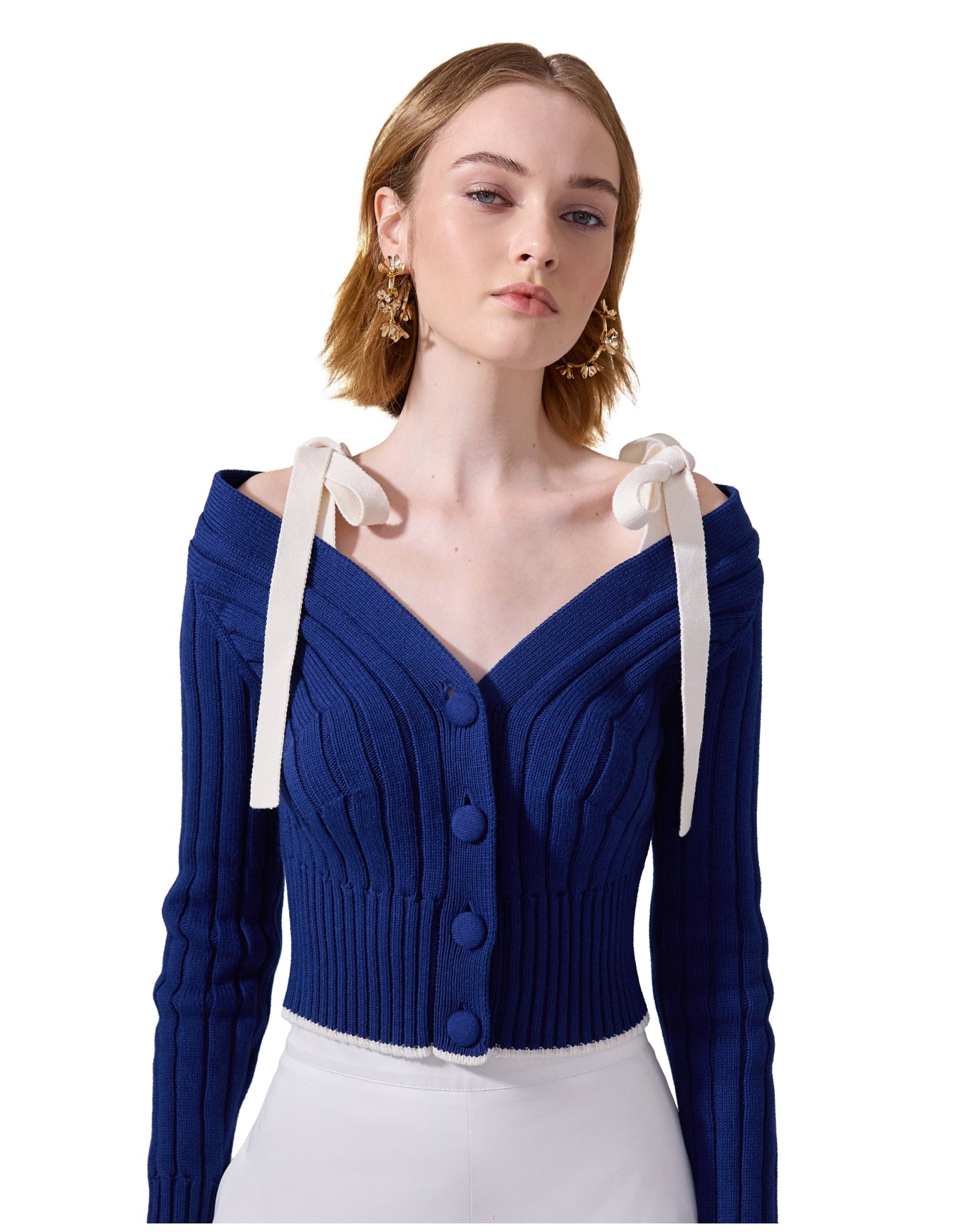 Off Shoulder With Ties | Navy