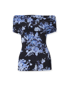 Off Shoulder Gathered Top | Midnight Multi