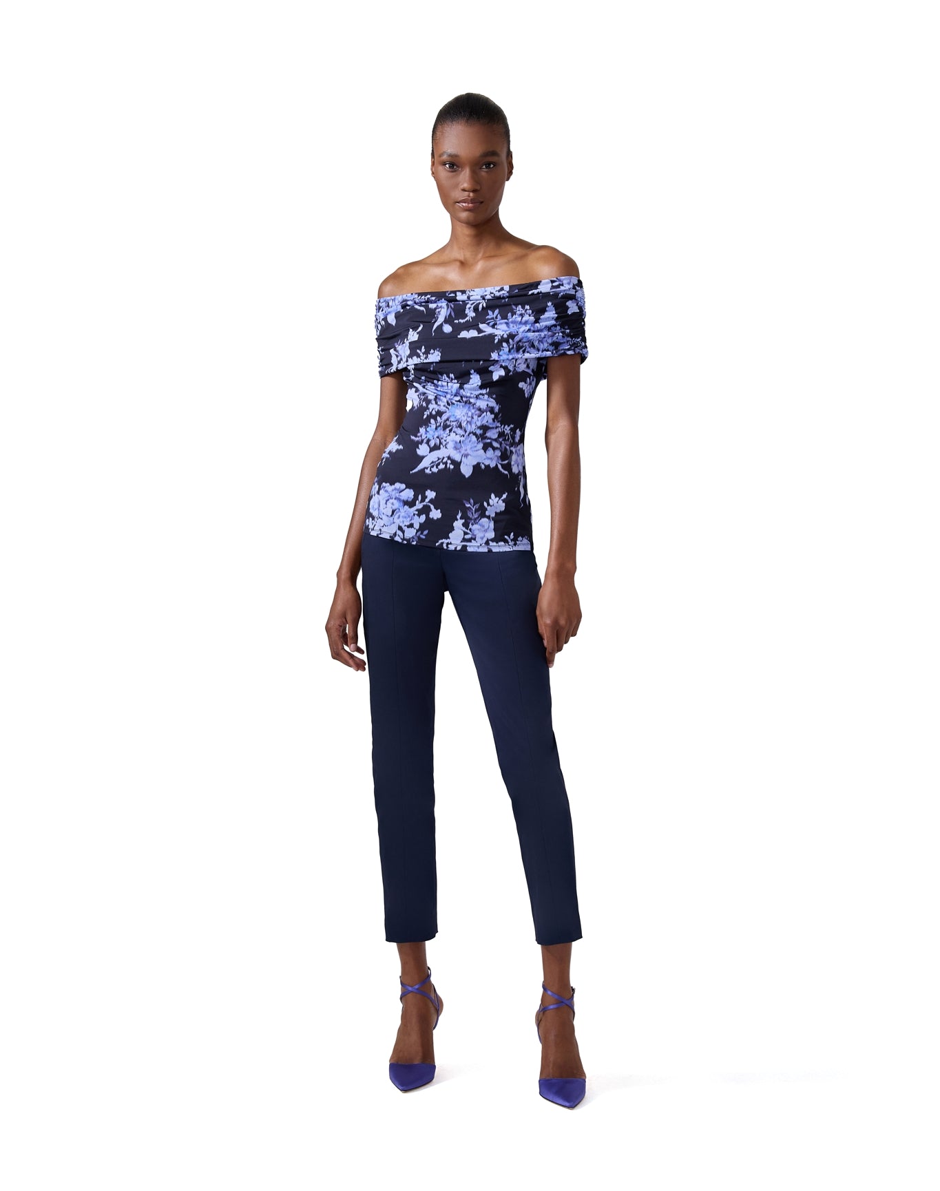 Off Shoulder Gathered Top | Midnight Multi
