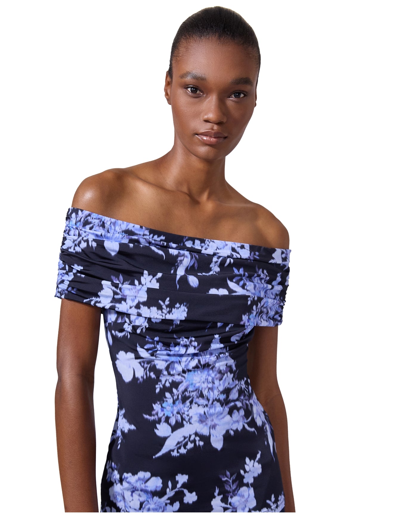 Off Shoulder Gathered Top | Midnight Multi