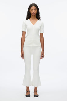 Compact Rib V-Neck Tee | Ivory