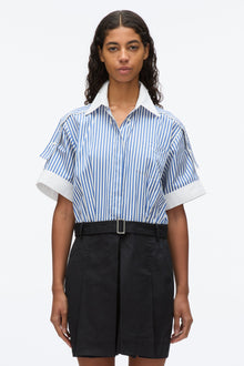 Shirt Combo Dress with Pleated Skirt | Blue Multi/Midnight