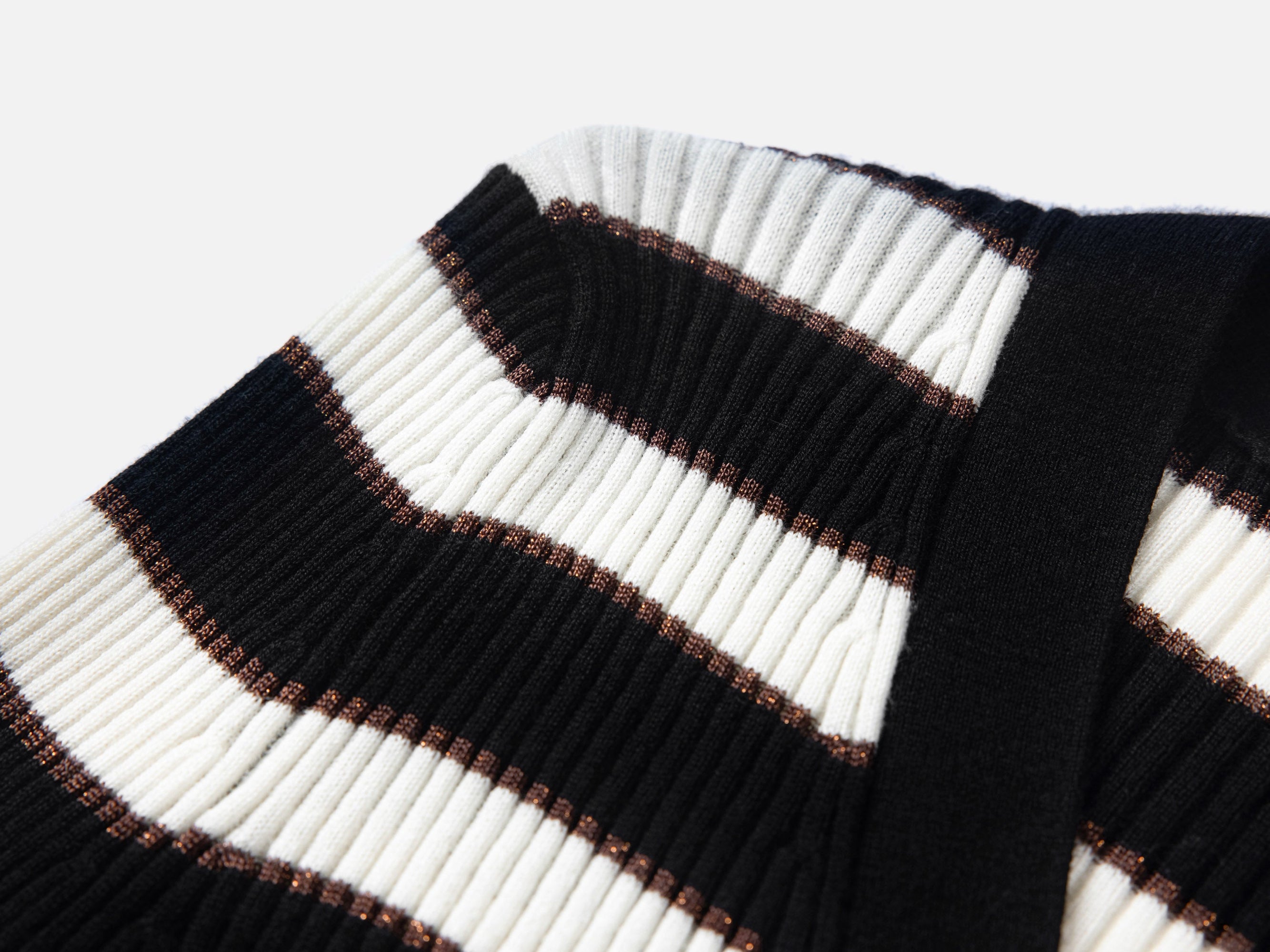 Wool Knit Top | Black Stripes