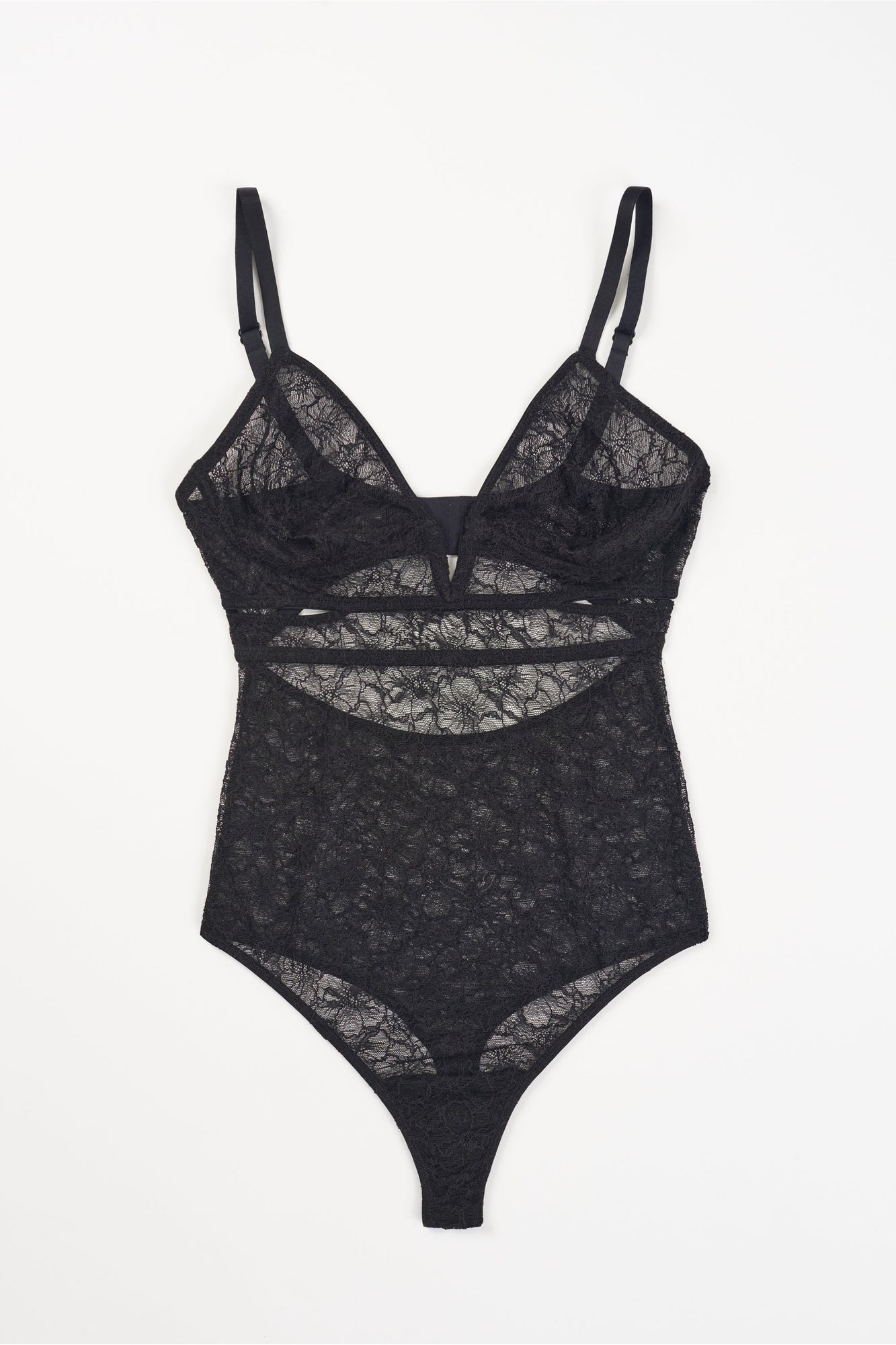 Marie Soft Plunge V Wire Bodysuit | Black