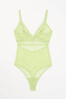 Marie Soft Plunge V Wire Bodysuit | Matcha
