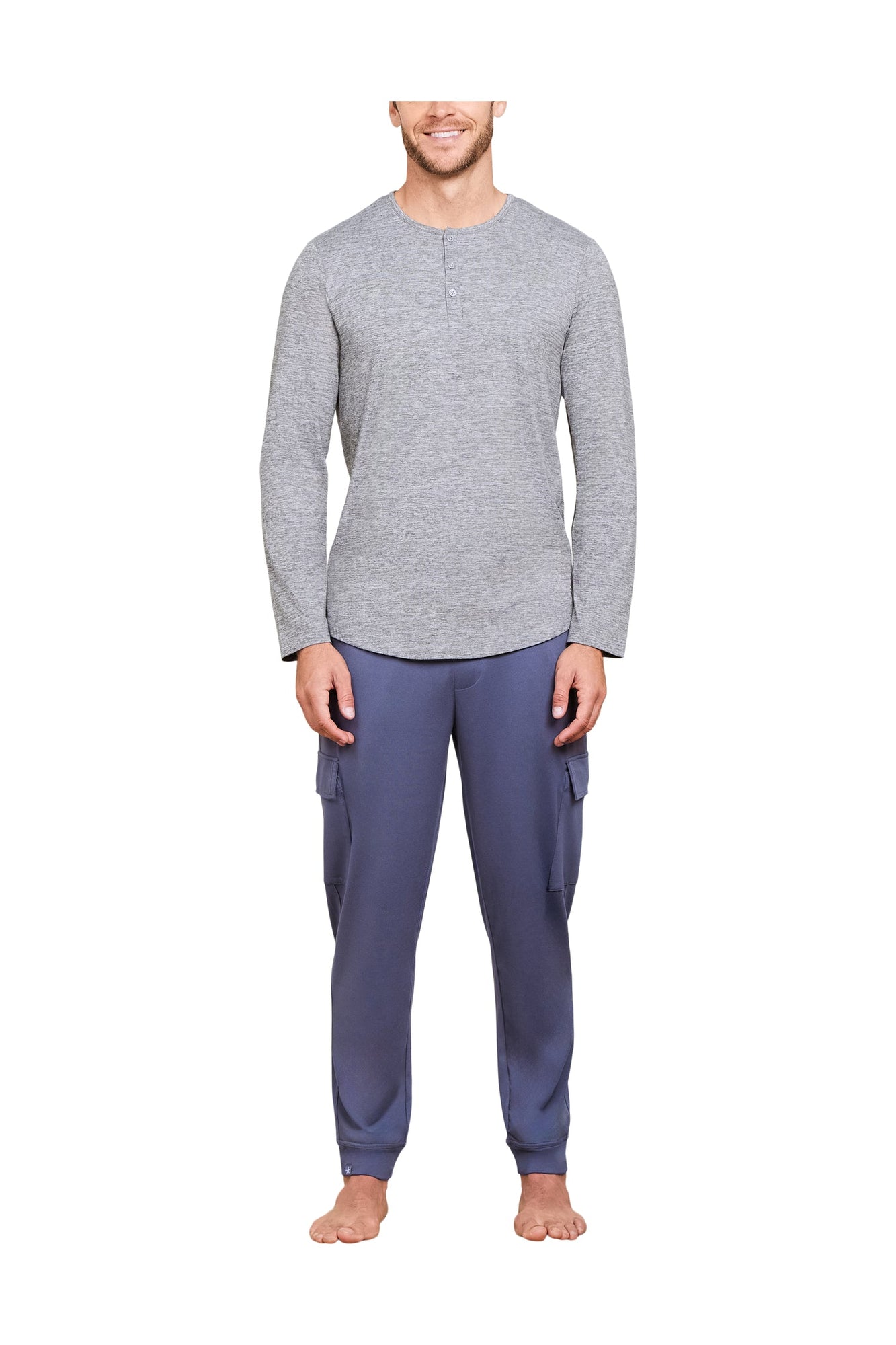 Mens | Malibu Collection Butterchic Long Sleeve Henley | He Steel