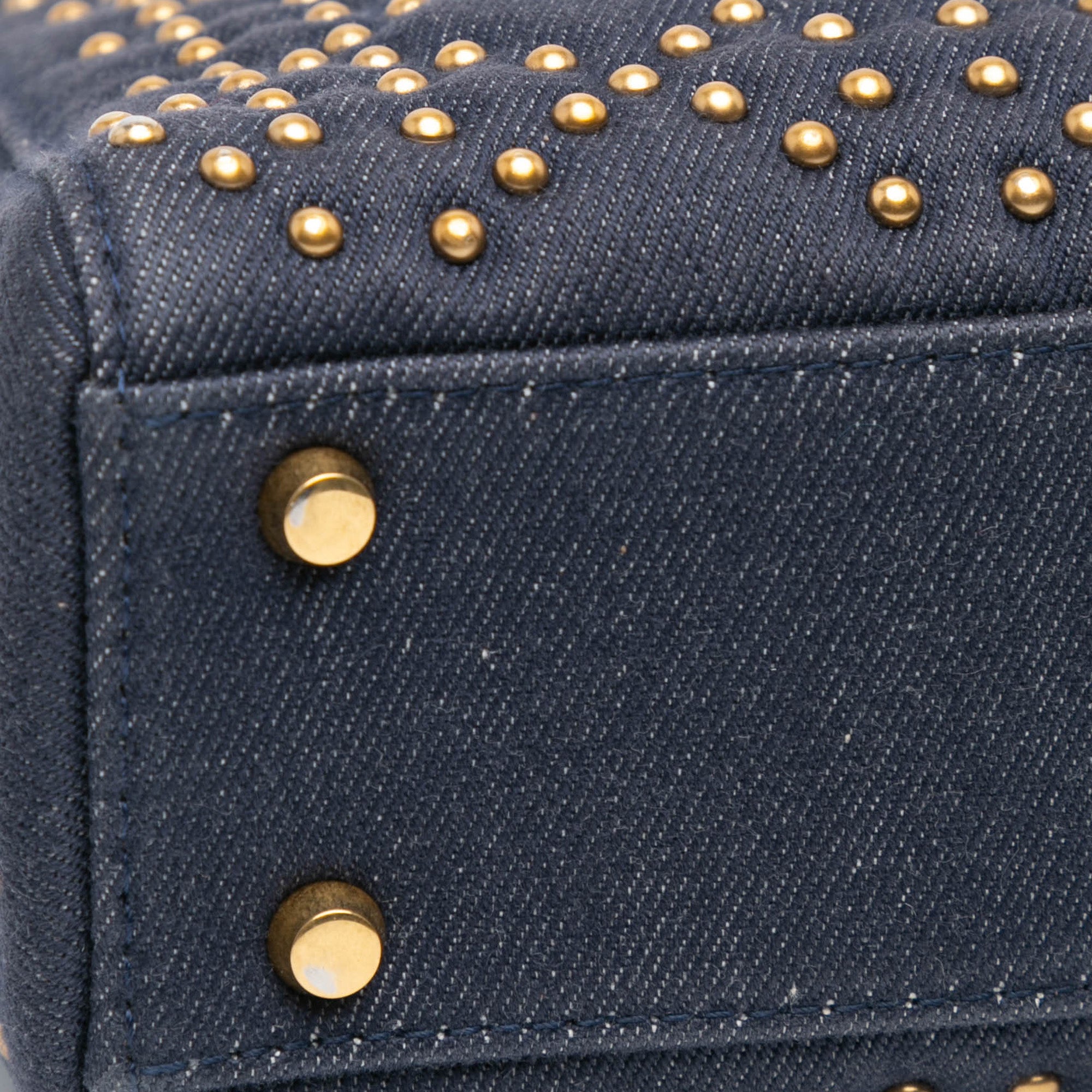 Dior | Pre-Owned Mini Denim Cannage Studded Supple Lady | Blue/Navy