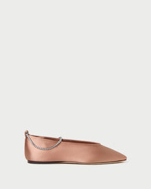 Emery Blush/Crystal Ballet Flat in blush pink satin with crystal accents.