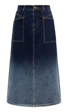 Gradient A-Line Midi Skirt | Blue