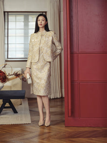 Chinese Style Stand-Collar Cropped Jacket | Beige