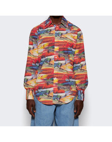 ERL | Men | Printed Woven Shirt | Red Sunset