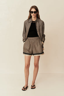 Signat Silk Gathered Shorts | Black/Cream