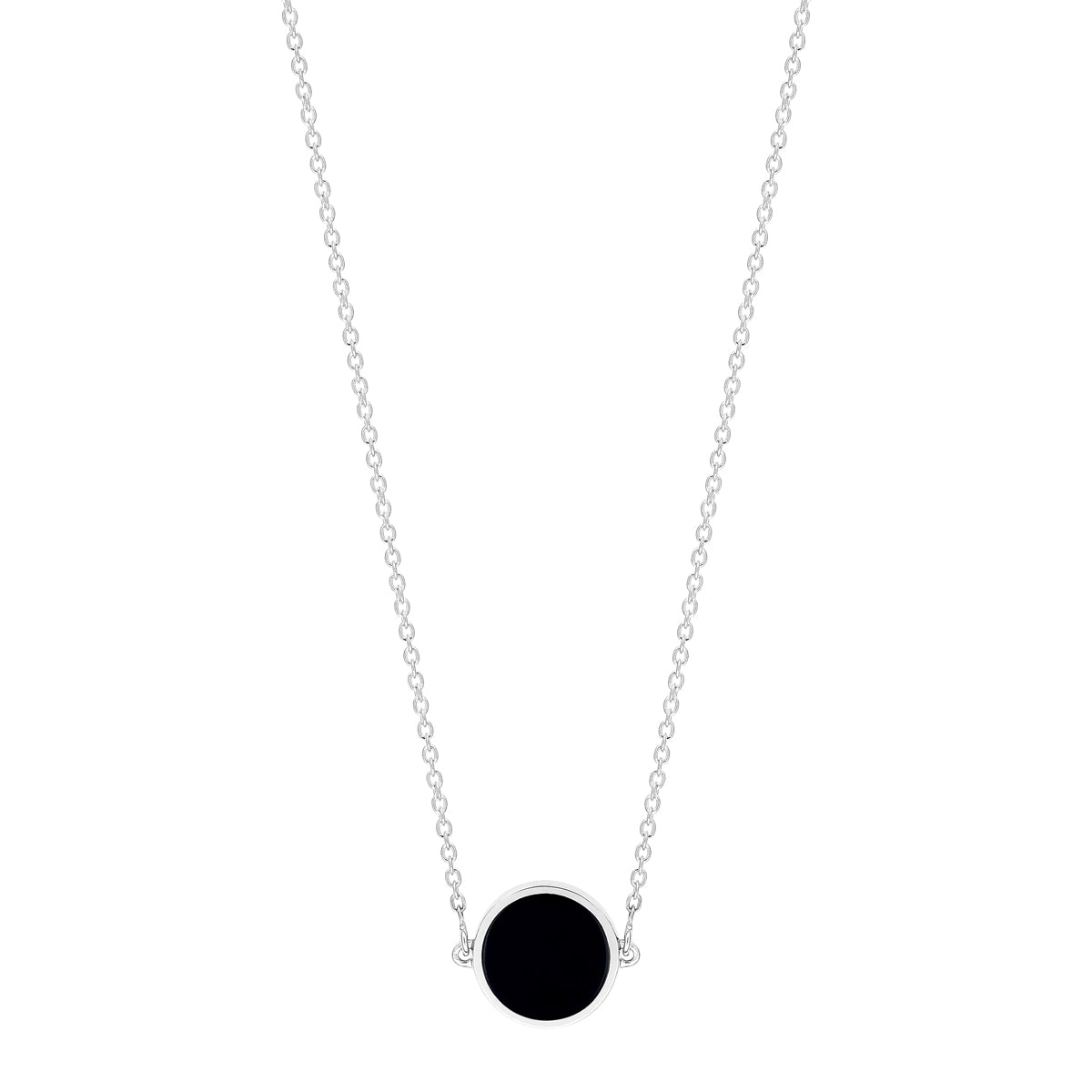 Mini Ever Onyx White Gold Disc Necklace | 18K White Gold