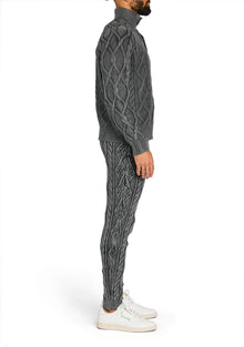 Mens | Elijah Cable Knit Jogger | Washed Black