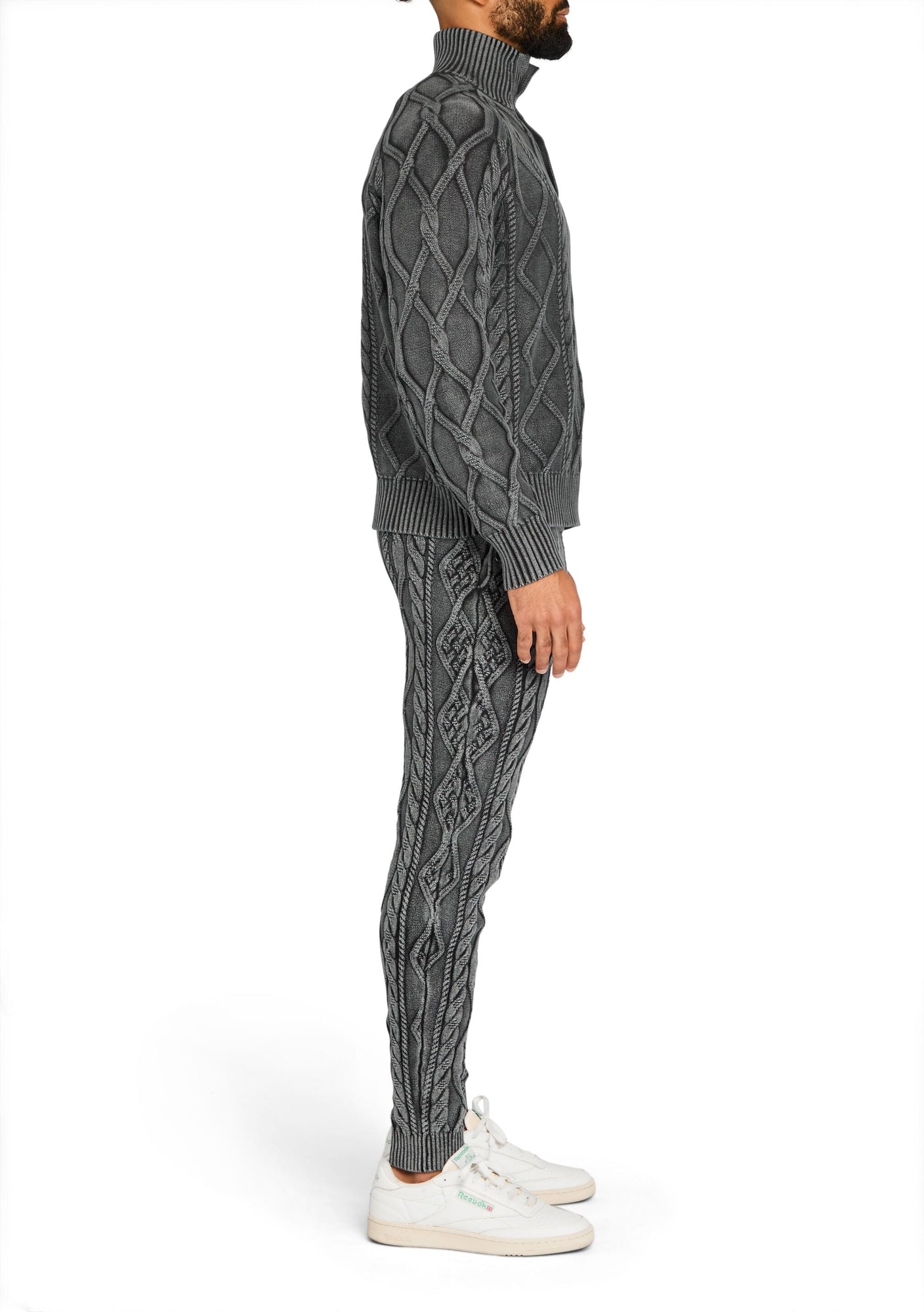 Mens | Elijah Cable Knit Jogger | Washed Black