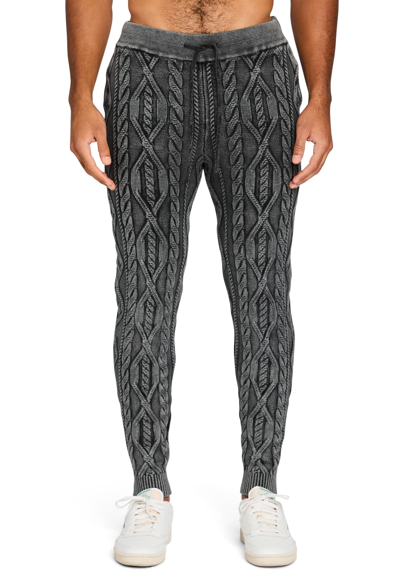 Mens | Elijah Cable Knit Jogger | Washed Black