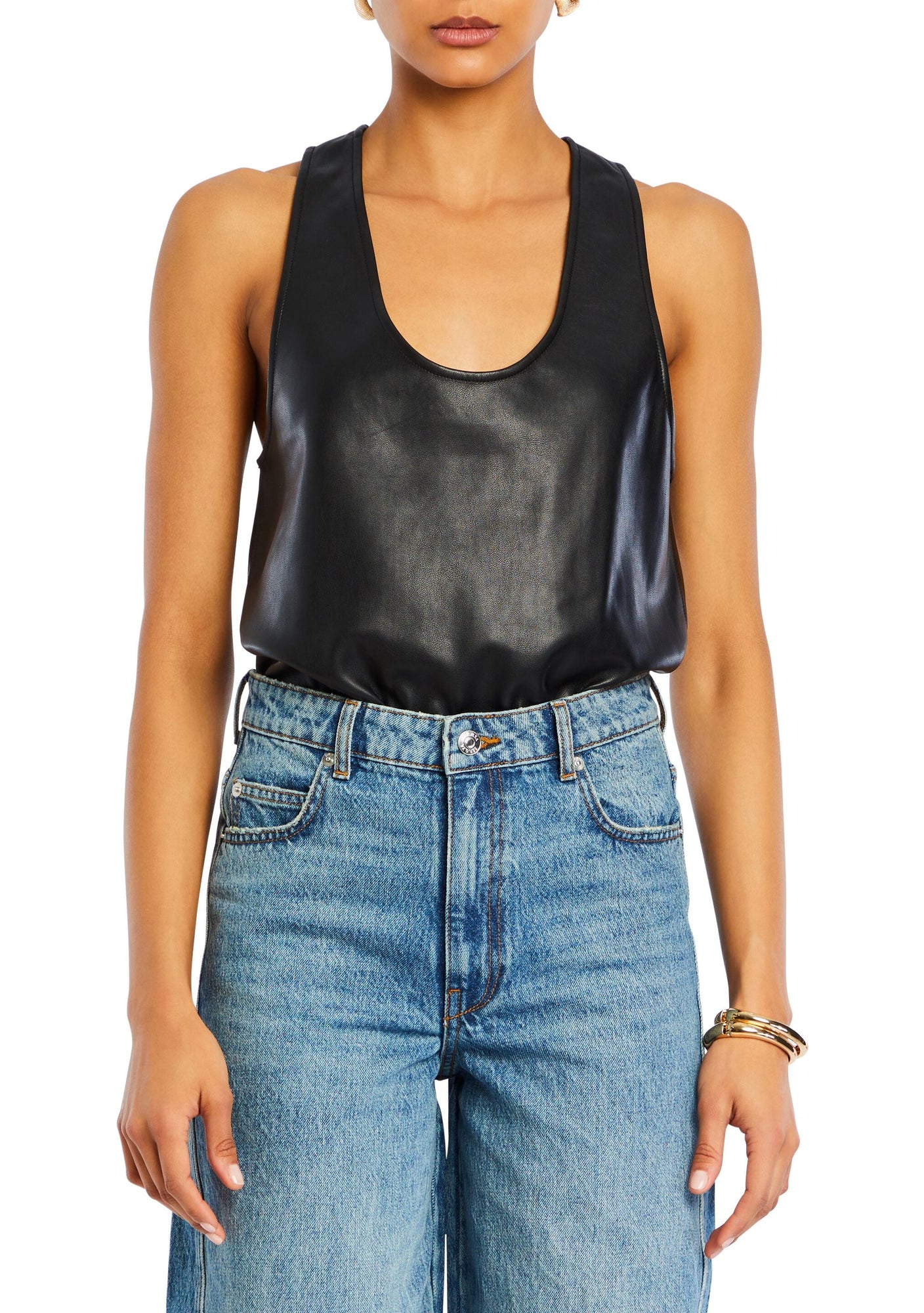 Womens | Nina Vegan Leather Bodysuit | Black