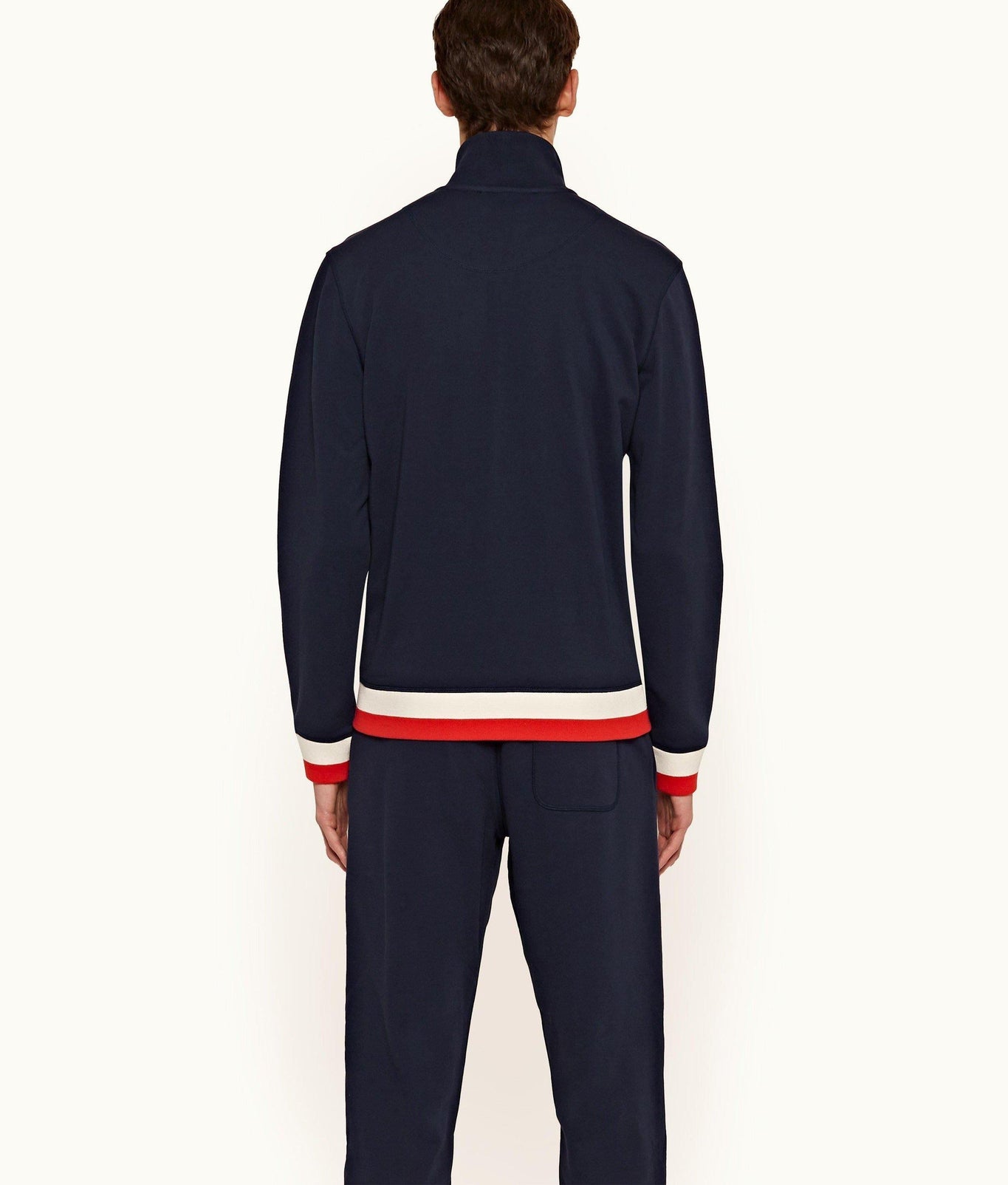 Egerton Zip-Thru Funnel Neck Compact Cotton Sweatshirt | Navy