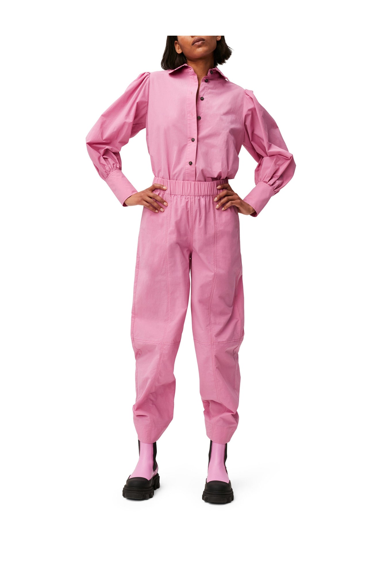 Elasticated Curve Trousers | Cyclamen