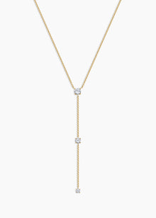Jade Lariat Necklace | Clear Crystal | 14K Gold Plated