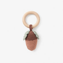 Unisex | Acorn Knit Wooden Baby Rattle | Brown
