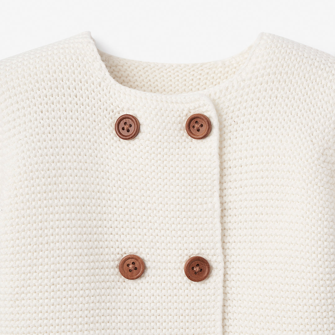 Unisex | Whisper White Sofia + Finn Knit Baby Cardigan | White