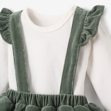 Girls | Velvet Jumper Skirt Set | Green