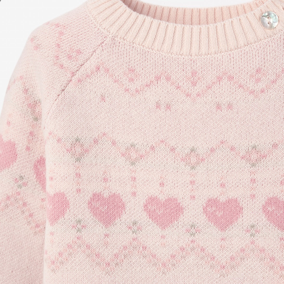 Girls | Love Fairisle Sweater, Footed Pant + Hat Set 3pc | Pink