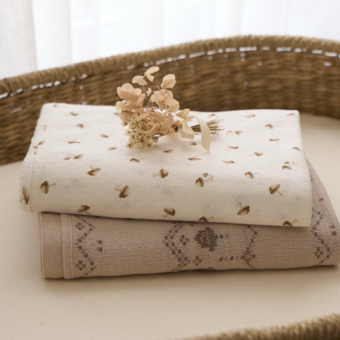 Girls | Forest Forager Organic Cotton Pointelle Baby Blanket | White