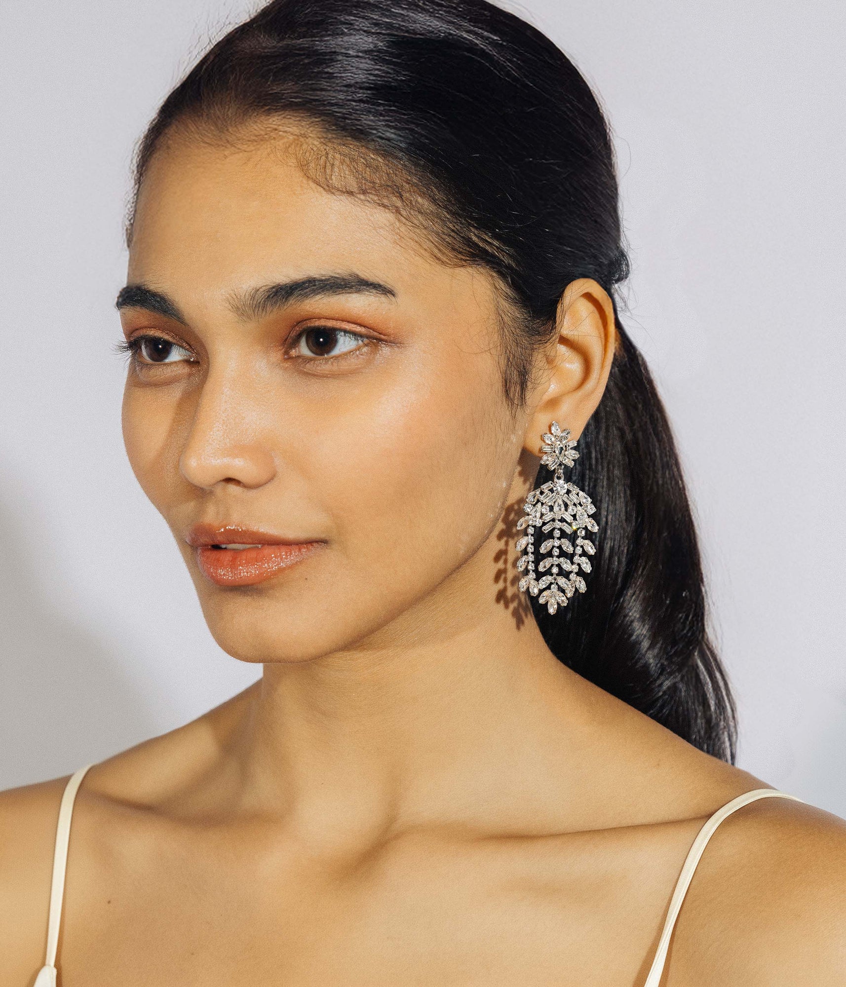 Elena Statement Earrings in Crystal - Loren Hope