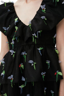 Embellished Mesh Mini Dress | Black