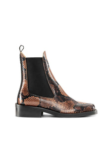Embossed Snakeskin Chelsea Boots | Cognac