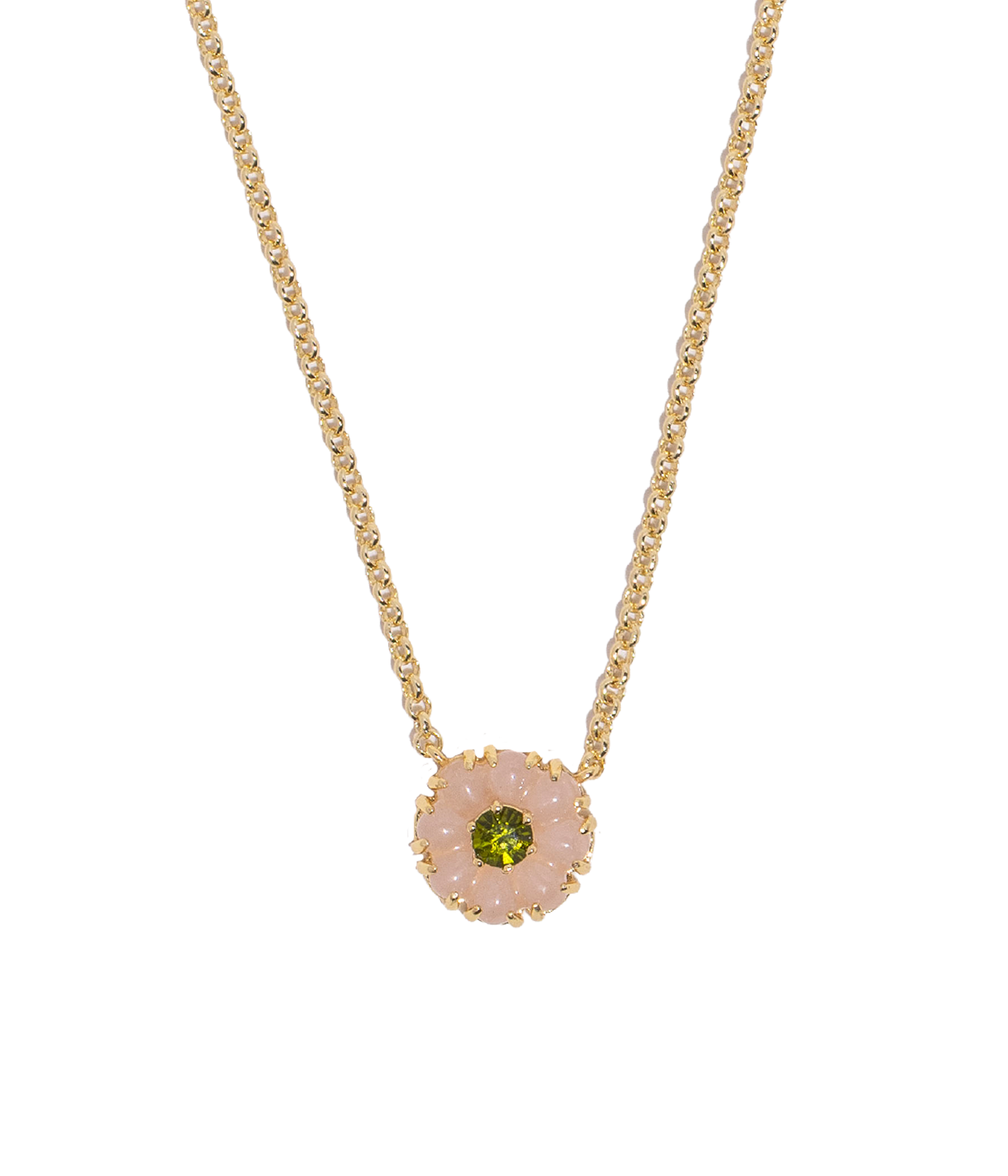Emeline Flower Necklace in Rose Quartz - Loren Hope
