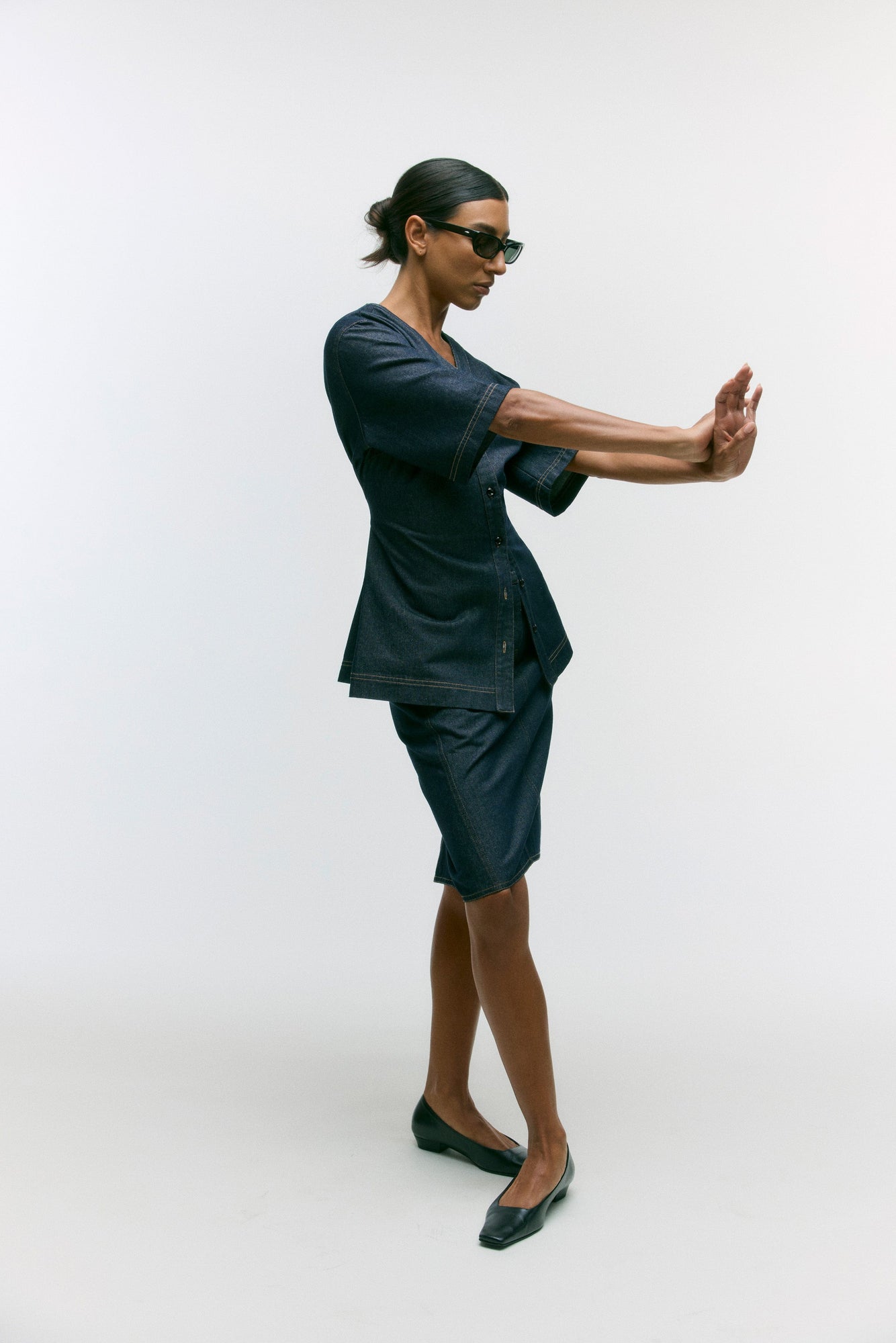 Hayley | Johanna Knee-Length Denim Skirt in Size Small