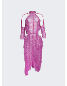 Ester Manas | Women | Long Ruched Sheer Cut Out Dress | Pink