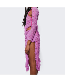 Ester Manas | Women | Long Ruched Sheer Cut Out Dress | Pink