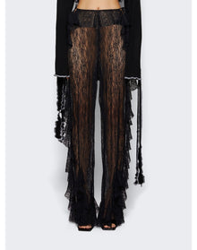 Ester Manas | Women | Mermaid Lace Ruffled Pants | Black